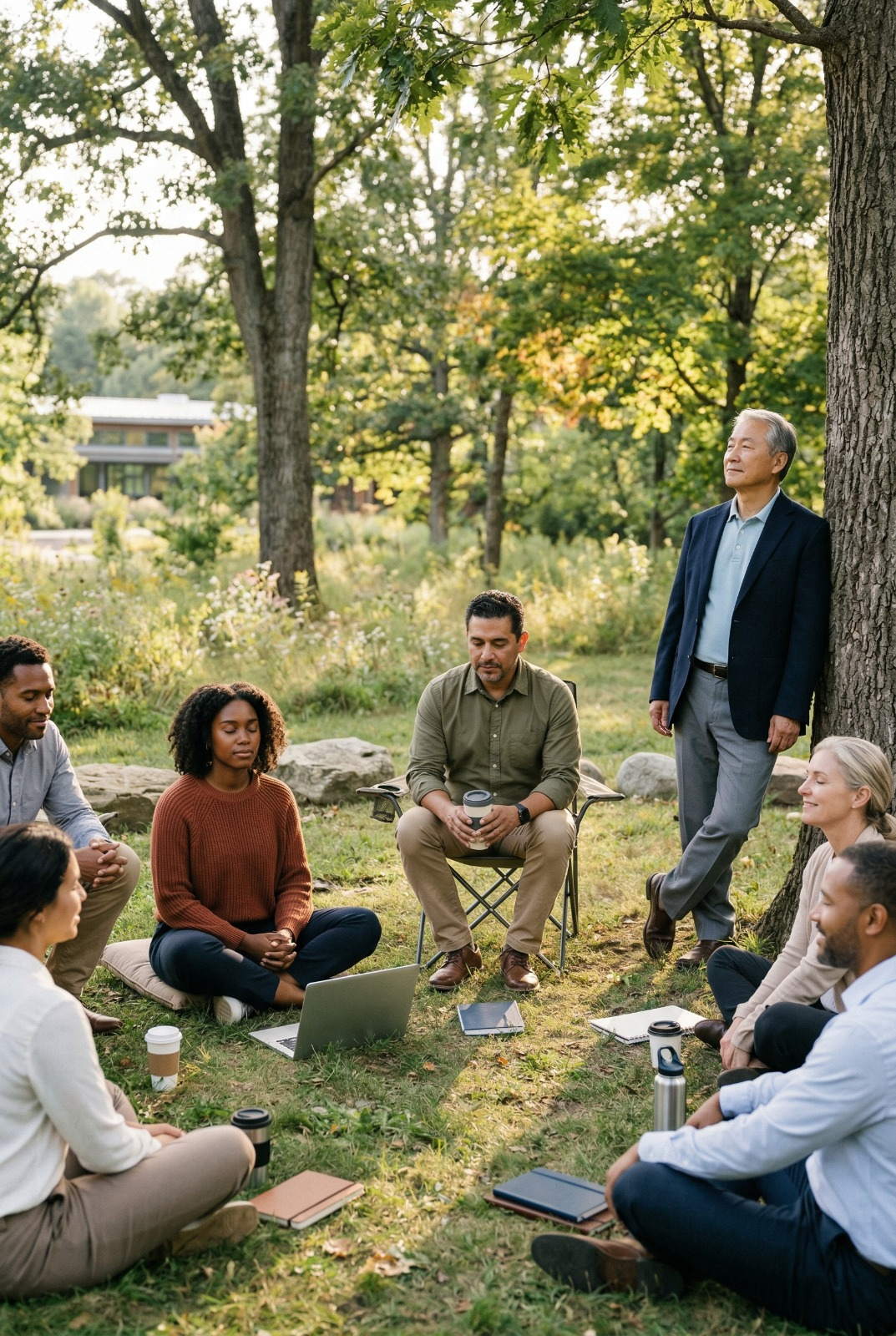 Imagen ilustrativa creada con IA – profesionales relajados